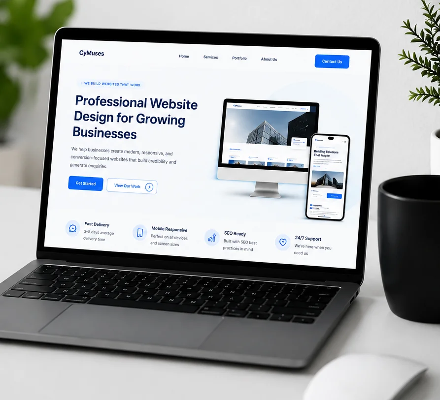CyMuse Desktop View Mockup